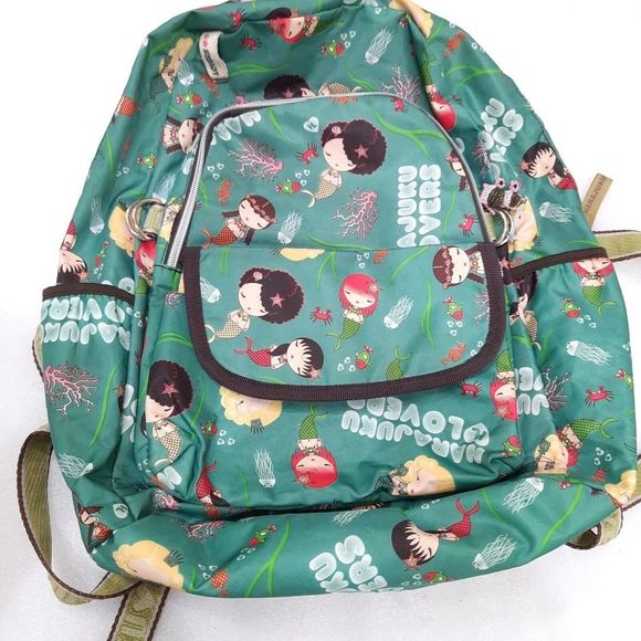 Gwen Stefani Harajuku Lovers Street Backpack Bag Mermaid green Japanese cutie - Picture 1 of 12